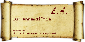 Lux Annamária névjegykártya