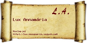 Lux Annamária névjegykártya